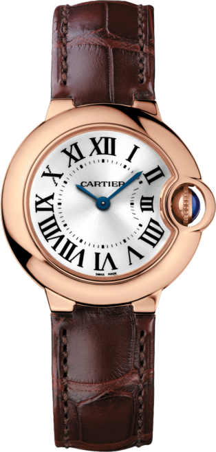 Reloj Ballon Bleu de Cartier 28 mm, movimiento de cuarzo, oro rosa, piel