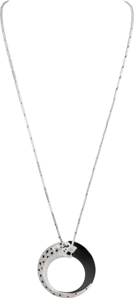 Collar Panthère de CartierOro blanco, esmeraldas, cerámica, ónix, diamantes