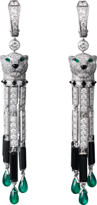 Panthère de Cartier earrings White gold, emeralds, onyx, diamonds