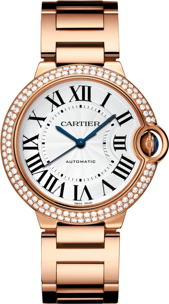 Reloj Ballon Bleu de Cartier36 mm, movimiento mecánico de carga automática, oro rosa, diamantes