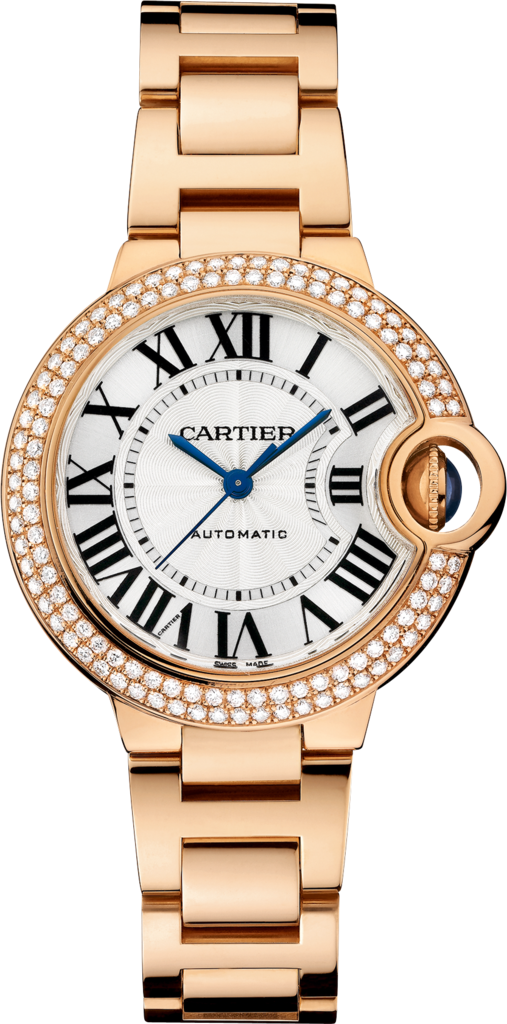 Reloj Ballon Bleu de Cartier33 mm, movimiento mecánico de carga automática, oro rosa, diamantes