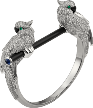 Les Oiseaux Libérés bracelet White gold, emeralds, sapphires, onyx, black ceramic, diamonds