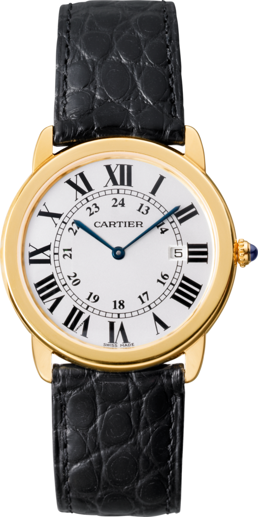 Ronde Solo de Cartier watch36mm, quartz movement, yellow gold, steel, leather
