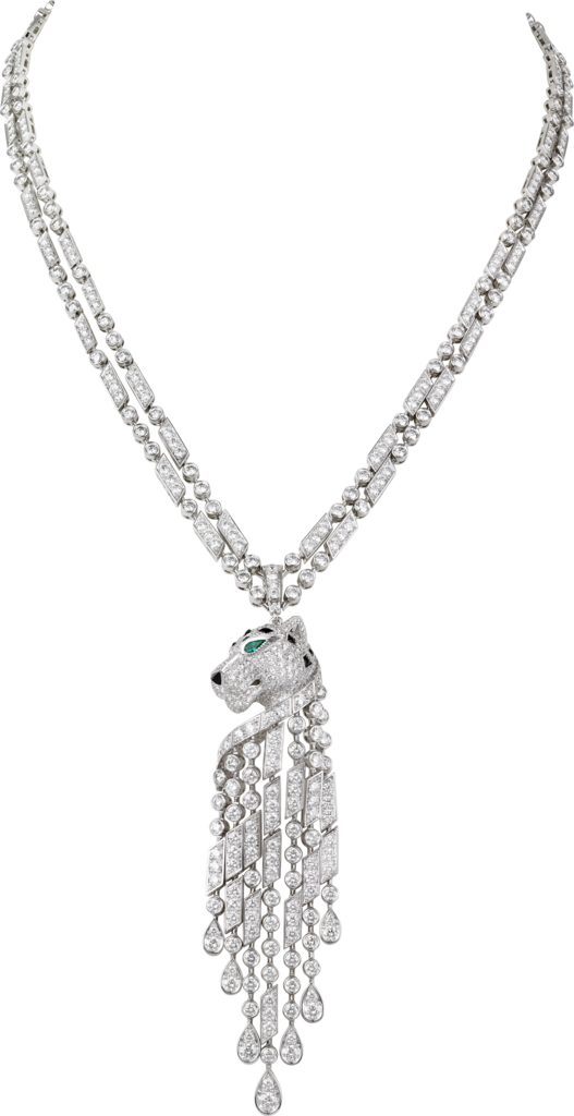 Collar Panthère de CartierOro blanco, esmeraldas, ónix, diamantes
