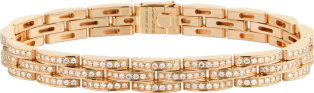 Maillon Panthère Armband schmal 3 Reihen ausgefasst Roségold, Diamanten