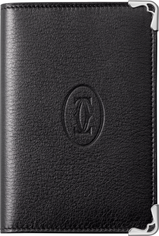 Credit/Business Card Holder, Must de Cartier Black calfskin, stainless steel finish