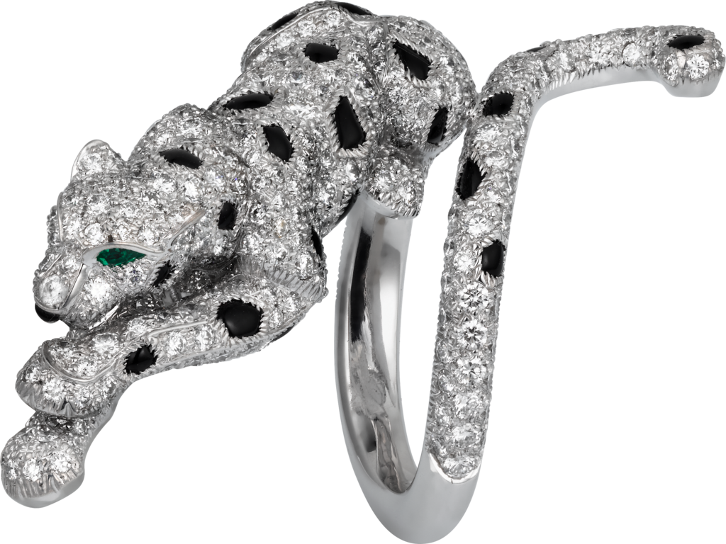 Panthère de Cartier ringWhite gold, emeralds, onyx, diamonds