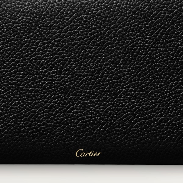 International wallet with flap, Panthère de Cartier Black calfskin, golden finish and black enamel
