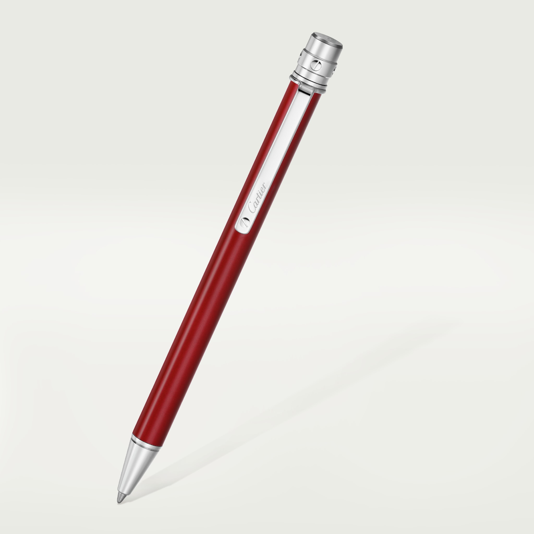 Santos de Cartier penSmall model, red lacquer, palladium finish