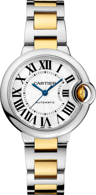 Ballon Bleu de Cartier watch 33mm, automatic movement, yellow gold, steel