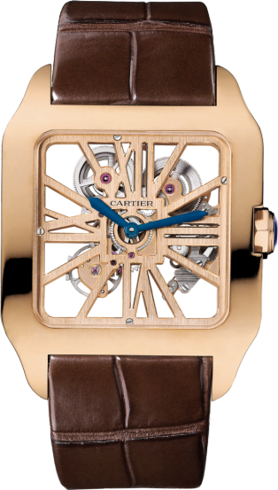 Cartier Santos De Cartier Skeleton Custom Diamond Two Tone Yellow Watch WHSA0019