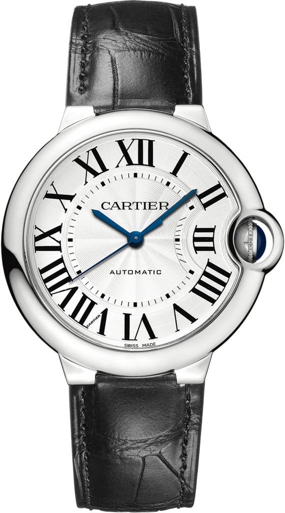 Ballon Bleu de Cartier watch36mm, automatic movement, steel, leather