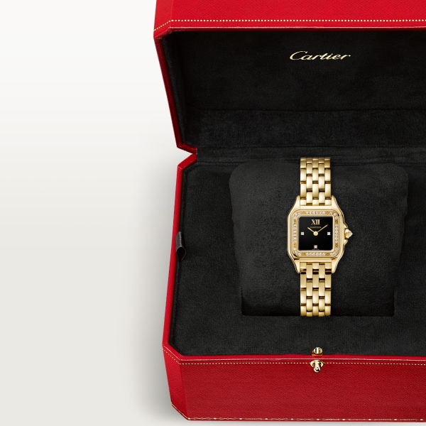 Reloj Panthère de Cartier Tamaño pequeño, movimiento de cuarzo, oro amarillo, diamantes