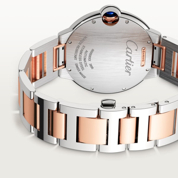Ballon Bleu de Cartier watch 42 mm, mechanical movement with automatic winding, rose gold, steel