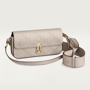 Bolso C de Cartier east-west Bordados, piel de becerro beige, acabado dorado