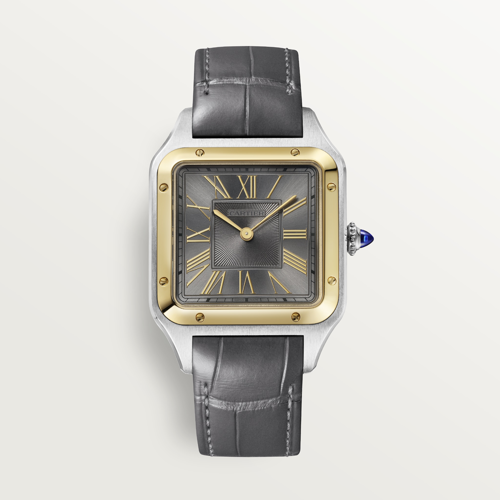 Reloj Santos-DumontTamaño grande, movimiento de cuarzo, oro amarillo, acero, piel