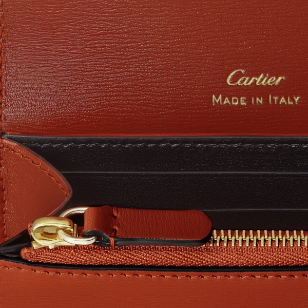 Panthère de Cartier Small Leather Goods, compact wallet Chestnut calfskin, golden finish