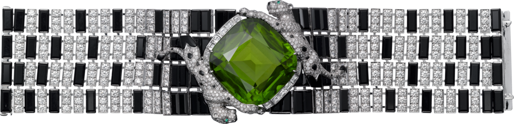 Panthère de Cartier High Jewellery braceletWhite gold, peridot, onyx, emeralds, diamonds