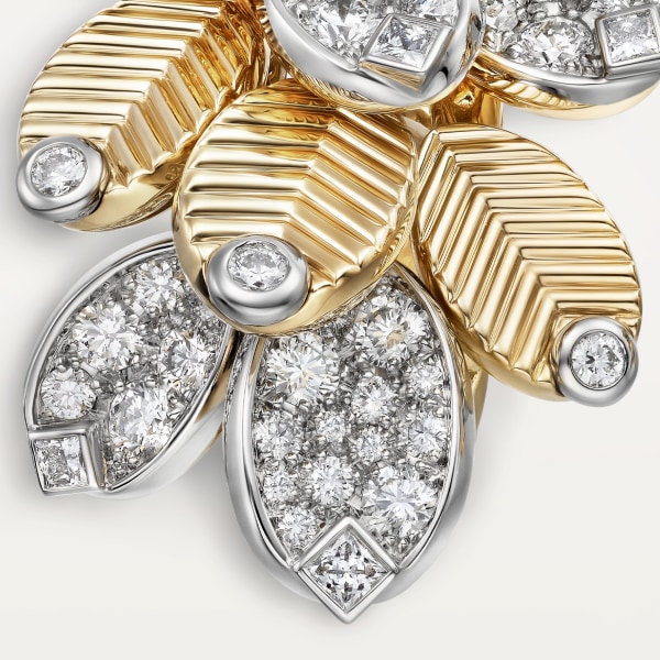 Grain de Café earrings Yellow gold, platinum, diamonds