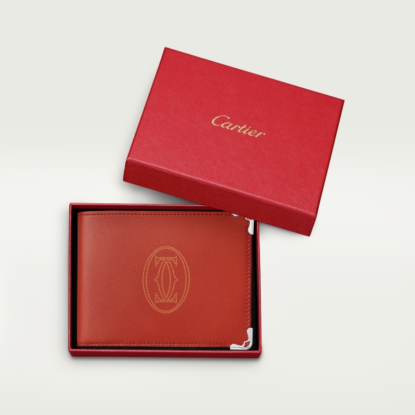 Pequeña marroquinería Must de Cartier, cartera compacta Piel de becerro terracota