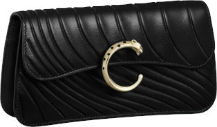 Bolso de cadena tamaño mini, Panthère de Cartier Piel de becerro negra, grabado con el motivo distintivo de Cartier, acabado dorado