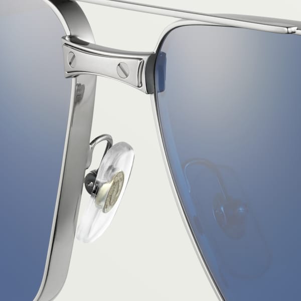 Gafas de sol Santos de Cartier Metal acabado platino liso, lentes azules
