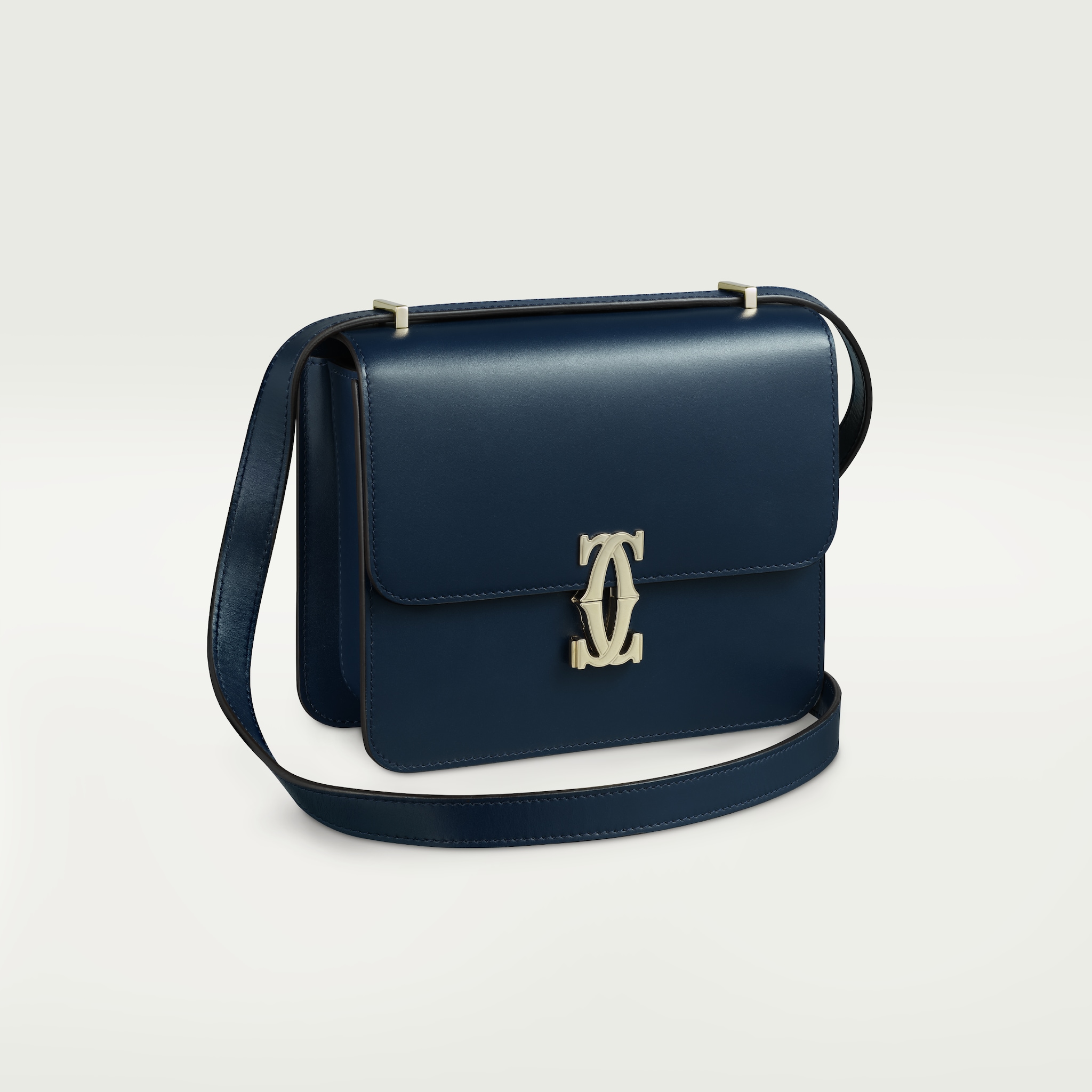 Mini shoulder bag, C de CartierMidnight blue calfskin, golden finish