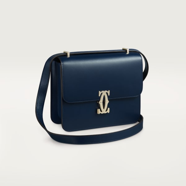 Mini shoulder bag, C de Cartier Midnight blue calfskin, golden finish