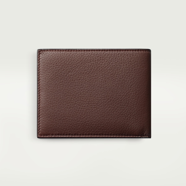 Must de Cartier Small Leather Goods, compact wallet Chocolate calfskin, palladium finish