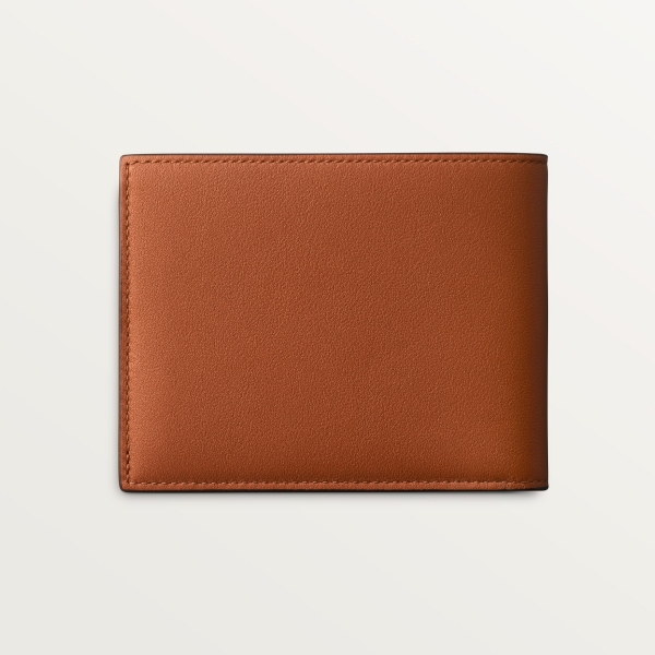 Six-credit card compact wallet, Must de Cartier Cubano XL Logo smooth and grained calfskin, palladium finish