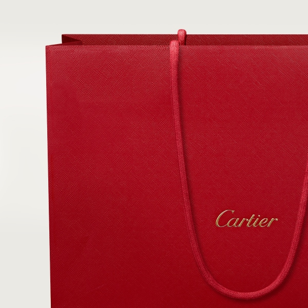 Bolso tote, C de Cartier Piel de becerro texturizada y bordados rojo cereza, acabado dorado