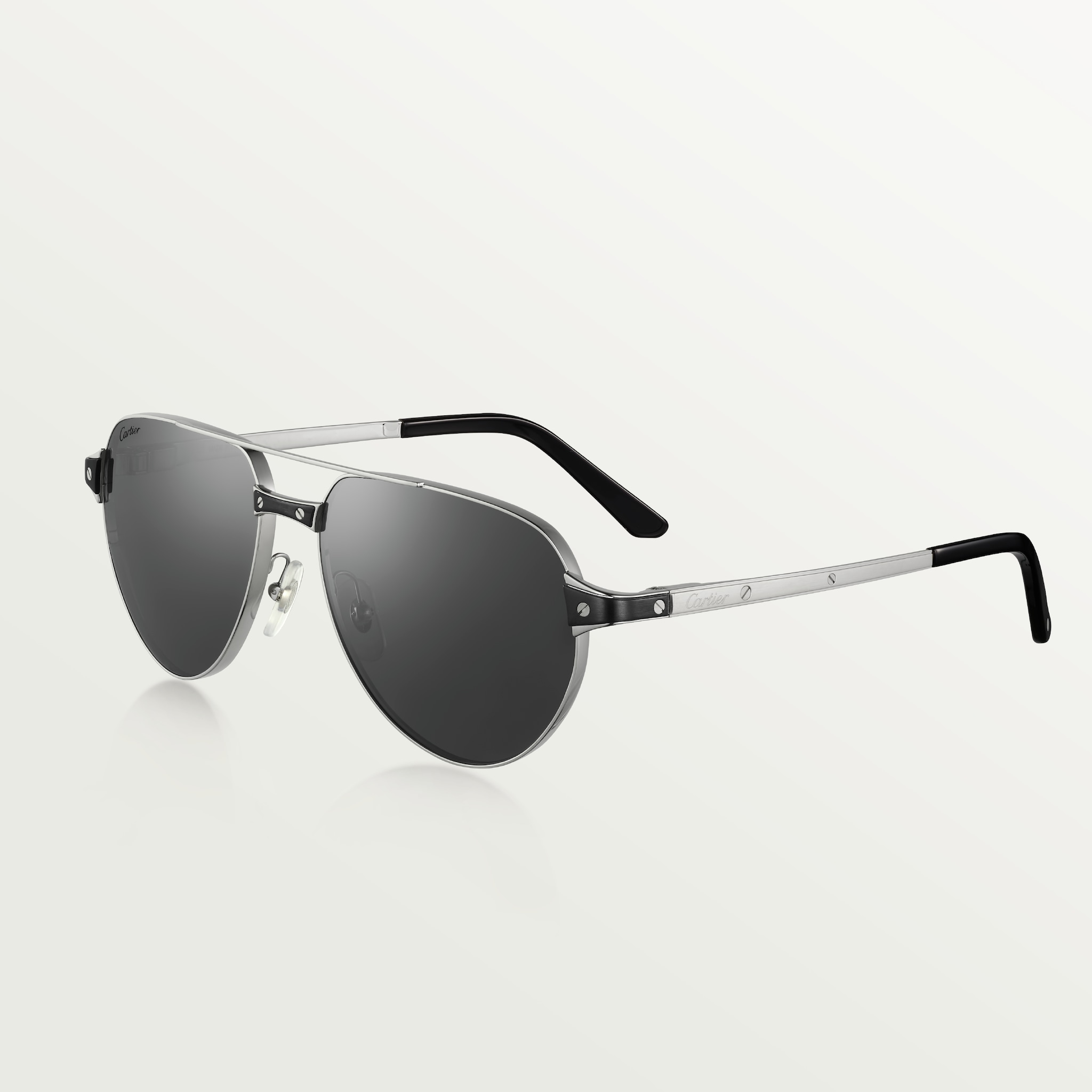 Gafas de sol Santos de CartierMetal acabado platino liso y cepillado, lentes grises