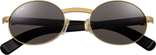 Gafas de sol Première de Cartier Metal acabado dorado liso, cuerno negro, lentes grises