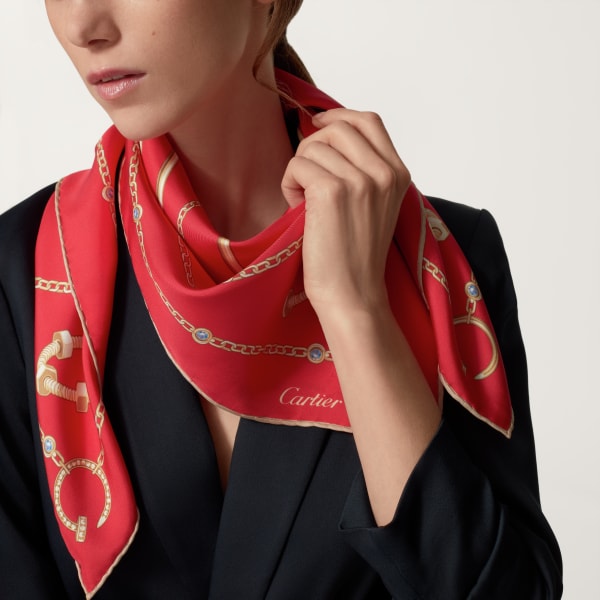 Precious Mundanity 90 scarf Red silk twill