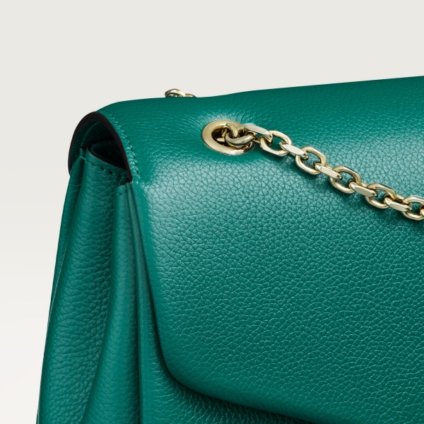 Chain bag small model, Panthère de Cartier Bright green calfskin, golden finish