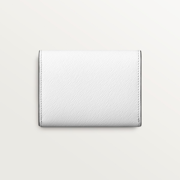 Mini wallet, C de Cartier Optic white textured calfskin, golden finish