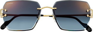 Gafas de sol Signature C de Cartier Metal acabado dorado liso, lentes azules