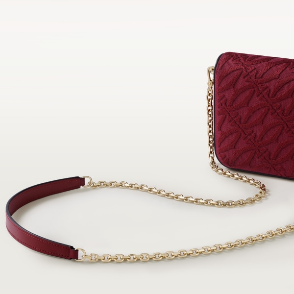 Mini chain bag, C de Cartier Embroidery and cherry red calfskin, golden finish