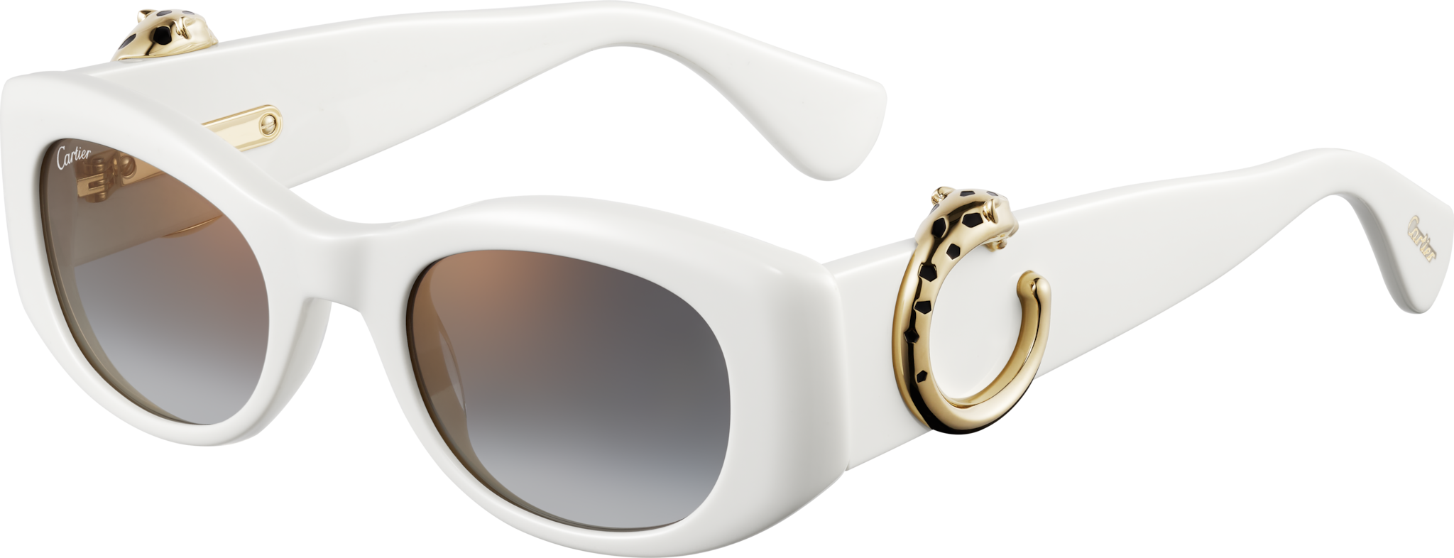 Gafas de sol Panthère de CartierAcetato blanco, lentes grises