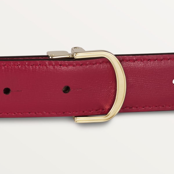 C de Cartier Belt Cherry red and black calfskin, golden-finish buckle