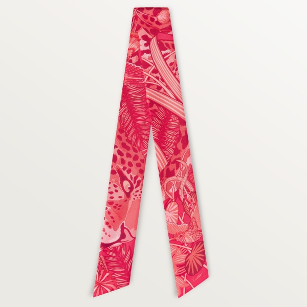 Cinta Panther in the jungle Twill de seda coral