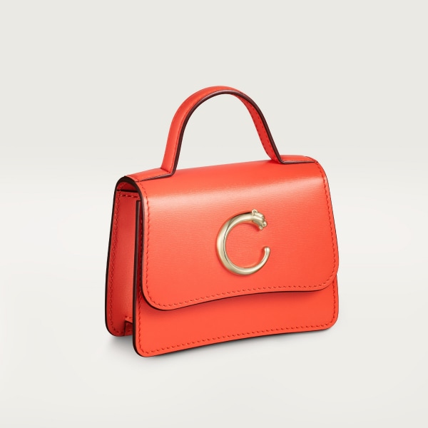 Micro model chain bag, Panthère de Cartier Tangerine calfskin, golden finish