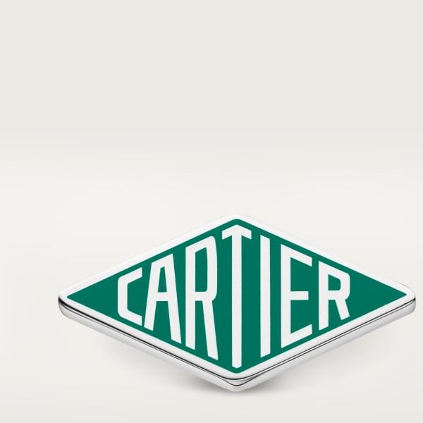 Cartier Losange cuff links Sterling silver, palladium finish, green lacquer