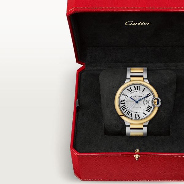 Reloj Ballon Bleu de Cartier 42 mm, movimiento mecánico de carga automática, oro amarillo, acero