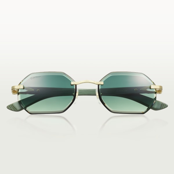 Gafas de sol Signature C de Cartier Metal acabado dorado liso, lentes verdes