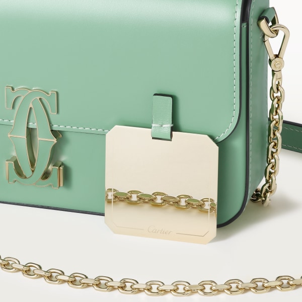 Mini chain bag, C de Cartier Sage green calfskin, golden finish