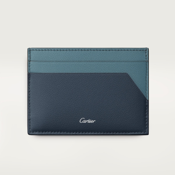 Double card holder, Panthère de Cartier Embossed steel grey and graphite-coloured calfskin, palladium finish