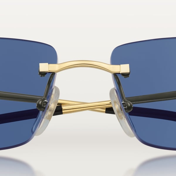 Gafas de sol Panthère de Cartier Metal acabado dorado liso, lentes azules