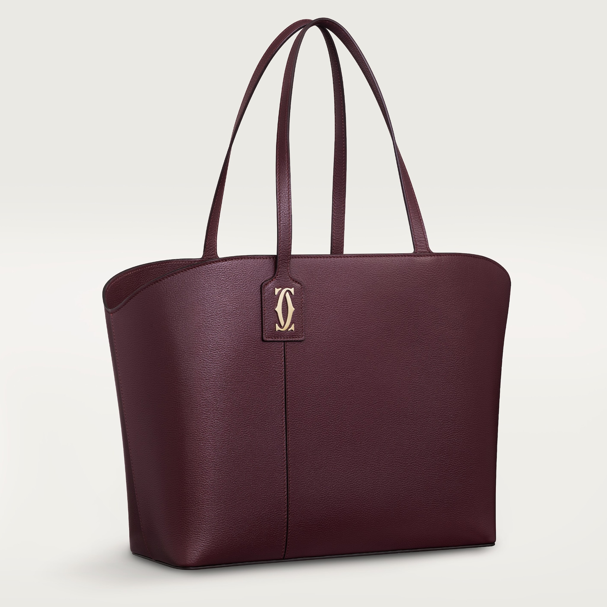 Tote bag, C de CartierPlum grained calfskin, golden finish