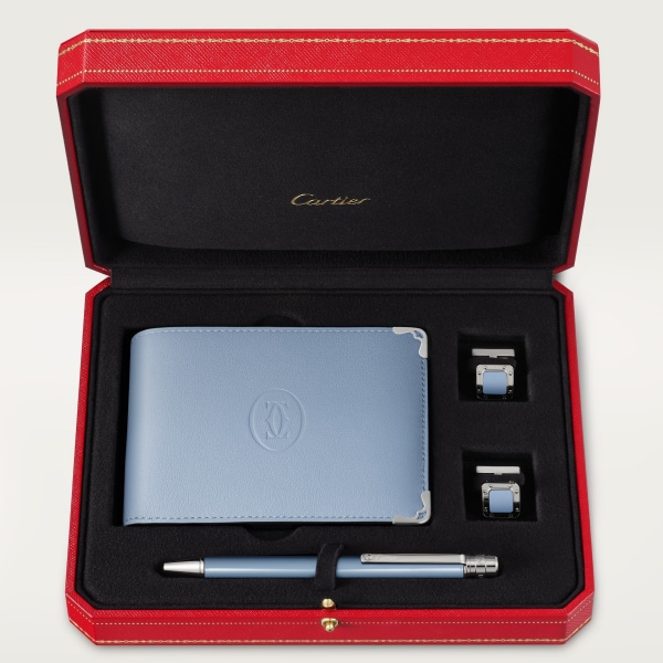 Santos de Cartier cufflinks, pen and wallet set Grey-blue colour